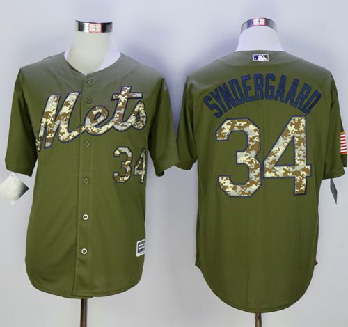 Mets #34 Noah Syndergaard Green Camo New Cool Base Stitched MLB Jersey - Click Image to Close